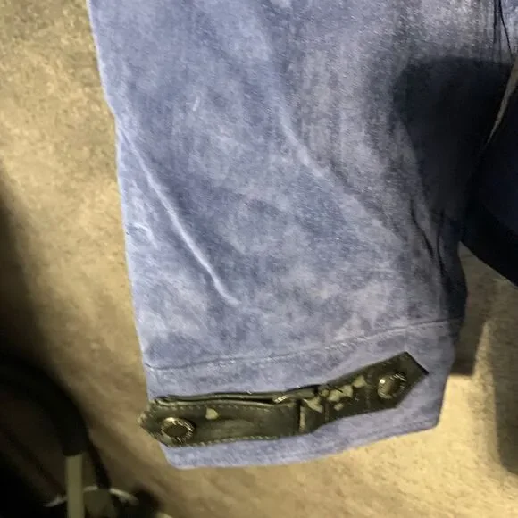 Dennis Basso leather suede blue bomber jacket - Picture 4 of 12